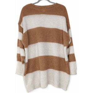 Tensione in women xl sweater slouchy mohair Italian boat neck cream camel brown